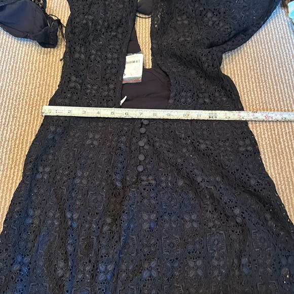 NWT FREE PEOPLE honey honey black lace long sleeve mini dress size 4 - Picture 12 of 16
